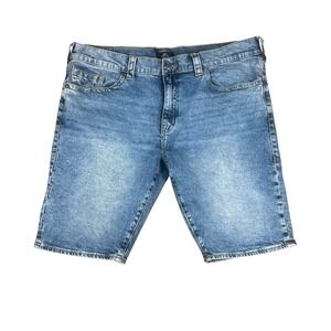 True Religion Ricky Relaxed Straight Mens Denim Shorts Blue Wash Size 40